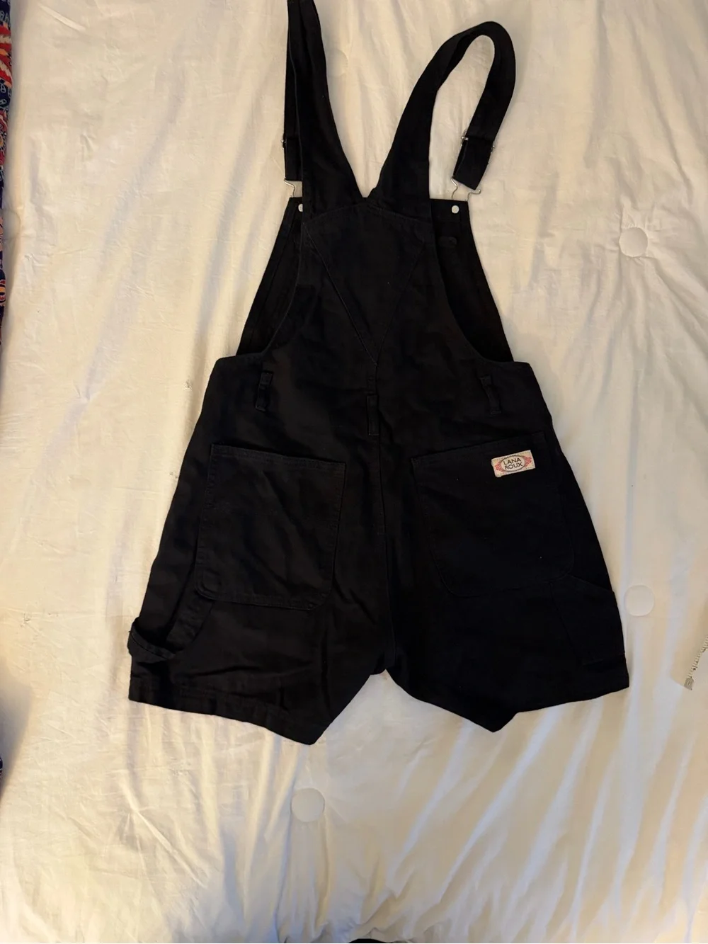 Lana Roux Black Cotton Shortalls Carpenter Overalls – Medium